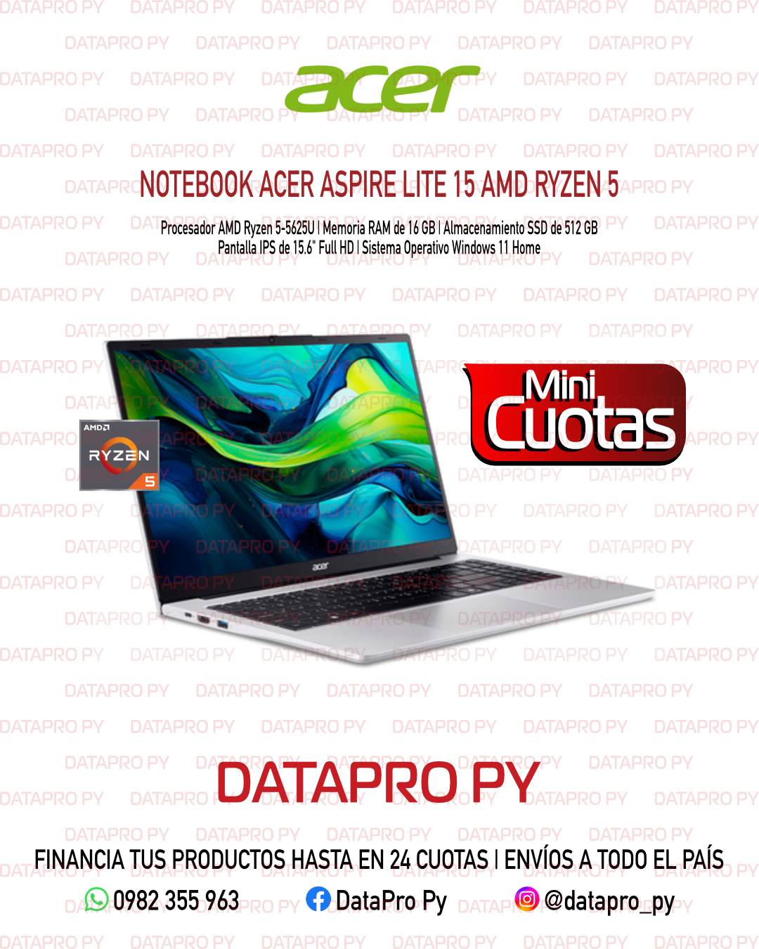 Notebook Acer Aspire Lite 15 AMD Ryzen 5 Notebook Acer Aspire Lite 15 AMD Ryzen 5